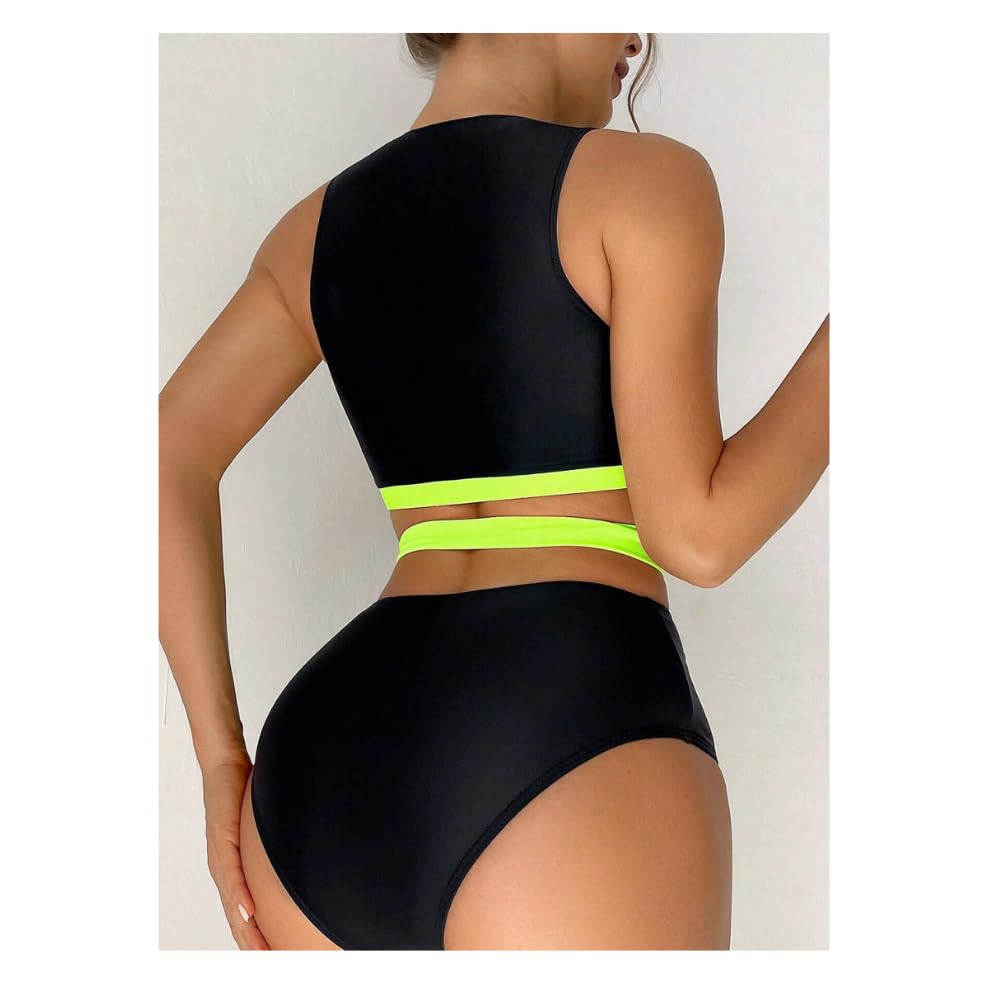 Set di abbigliamento per Pole Dance/Pole Exotic/Pole Sport - Sportivo con Nero e Neon