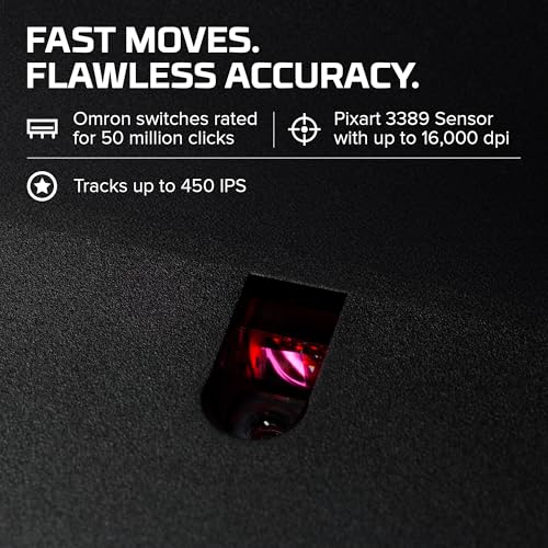 Pulsefire Surge, Mouse Gaming Cablato, Illuminazione RGB, 6 Tasti Programmabili, Fino a 16000 DPI, Resistenza fino a 50 Milioni di Clic, 3 Dispositivi Collegabili, Nero - Mouse gaming - Immagine 3