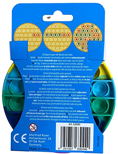 alldoro 63044 - Push & Play Silikon Fidget Spielzeug ca. 12 cm rund, Pop it Anti Stress Fingerspielzeug, Bubble Push Toy für Stressabbau, Geschicklichkeitsspiel für Kinder und Erwachsenen, Regenbogen