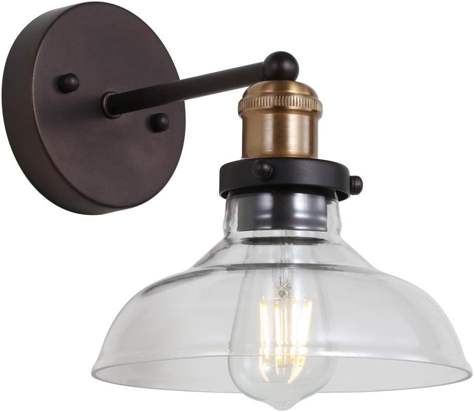 Safavieh Lighting Hendrix Dark Grey and Brass Gold Wall Sconce (LED Bulb Included)