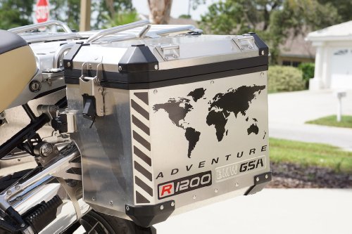 The Pixel Hut Gs00003B - Adventure Motorcycle Reflective Decal Kit "World Adventure R1200" For Bmw Gsa Touratech Panniers - Black Reflective #TOP3