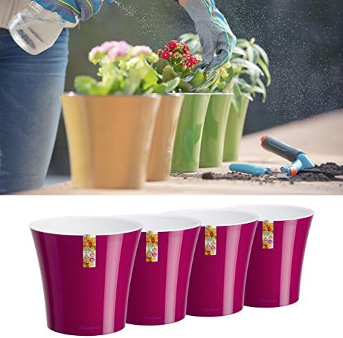 Santino Self Watering Planters Arte 4.3 Inch Purple/White Flower Pots Set of 4