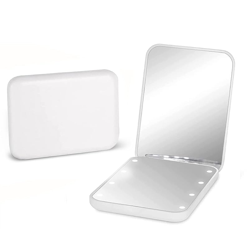 Espelho de Bolso Kintion com Aumento 1X/3X e Iluminação LED Branco