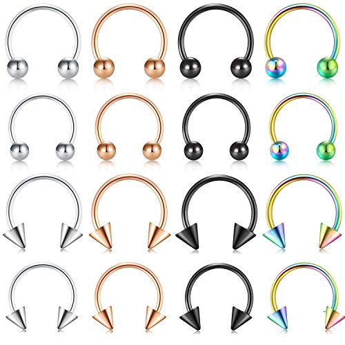 Longita 20g Horseshoe Barbell Stainless Steel Septum Ring Cartilage Tragus Helix Daith Earring Hoop Lip Ring Nipplerings Ball or Arrow 8mm 10mm