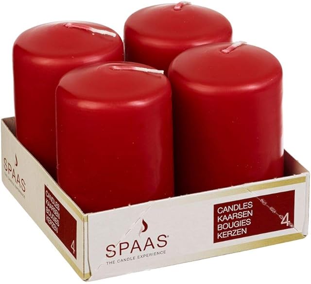 Spaas Unscented Pillar Candle 50/80 mm, ± 18 Hours, Red