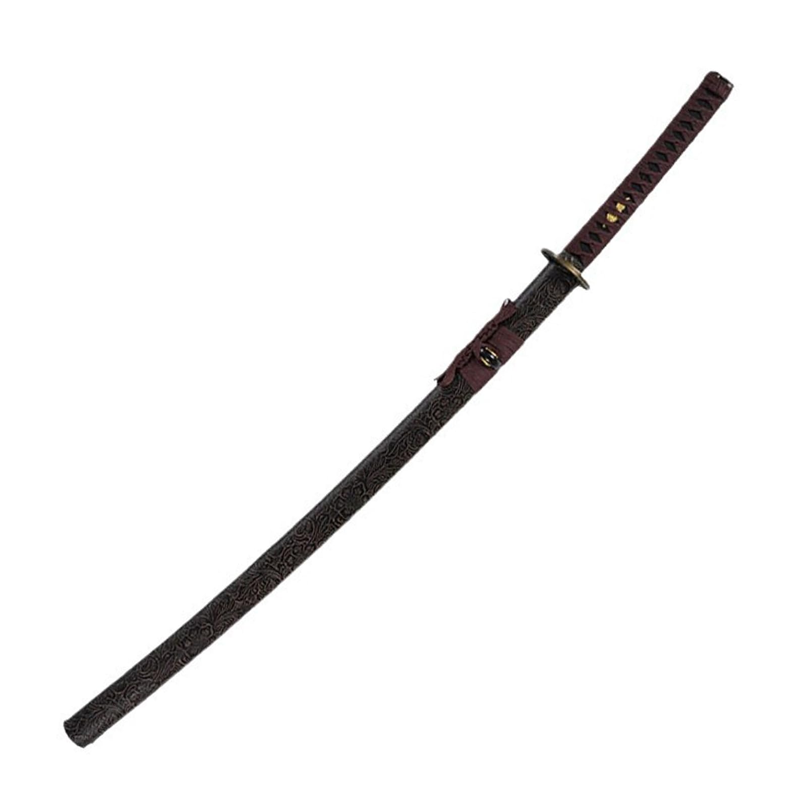 Katana en Bambou Naturel de 103 cm,Bokken Fait Main avec Fourreau en Bois gainé de Cuir,Sabre de samouraï en Bois pour Cadeau,Exposition,entraînement,Cosplay,Accessoires.