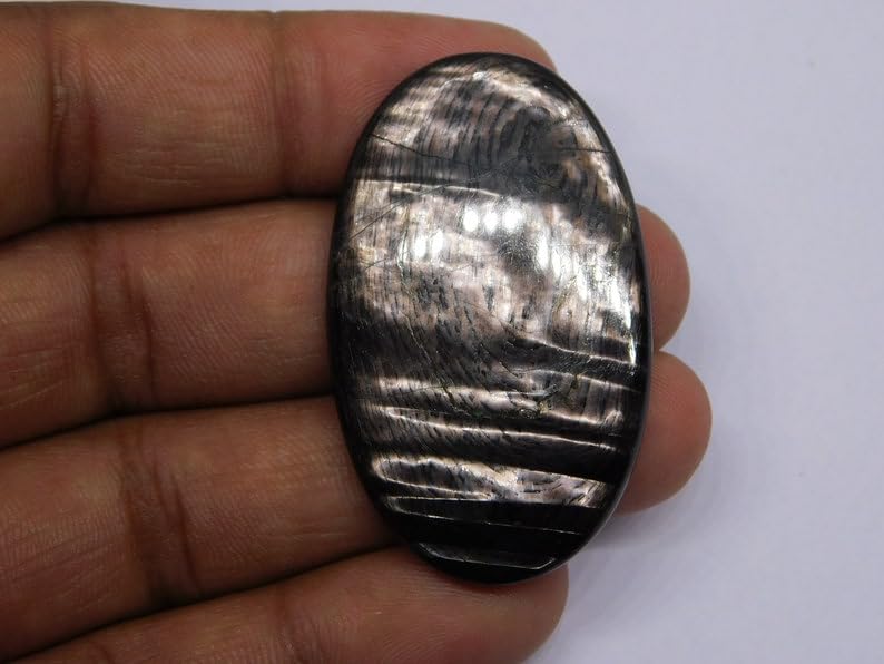 Hypersthène naturel cabochon ovale 46x28mm pour création de bijoux DIY - 5