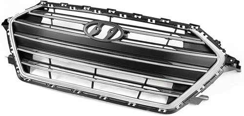 Miniatura 4 de PIT66 Parrilla de parachoques superior delantero, compatible con Elantra 2017-2018 cromo y negro parrilla Trim 86350-F3100, 86350-F3000,