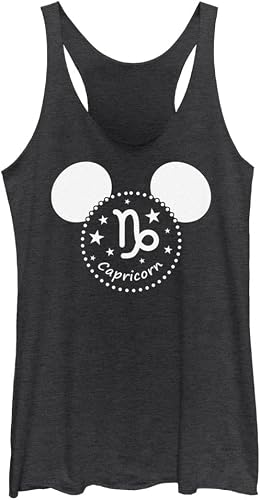 Disney Débardeur Classique Mickey Capricorn à Dos Nageur pour Femme, Noir chiné,