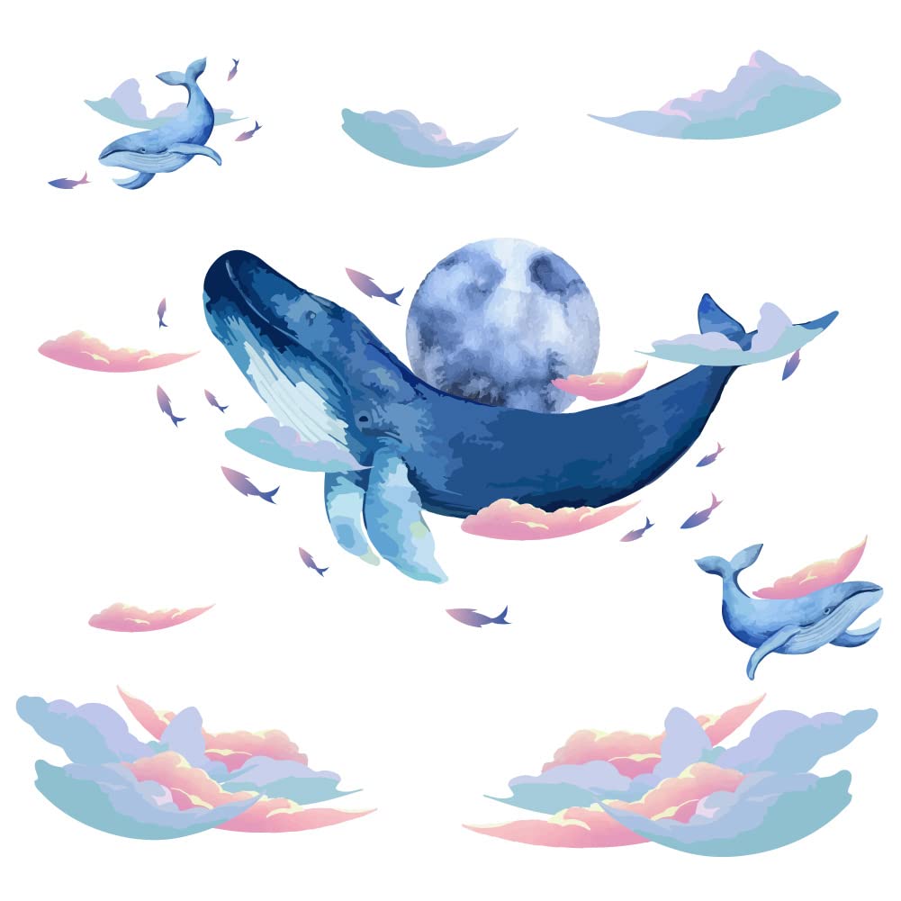 Stickers muraux grande baleine adhésif amovible pour décorer sans abîmer les murs