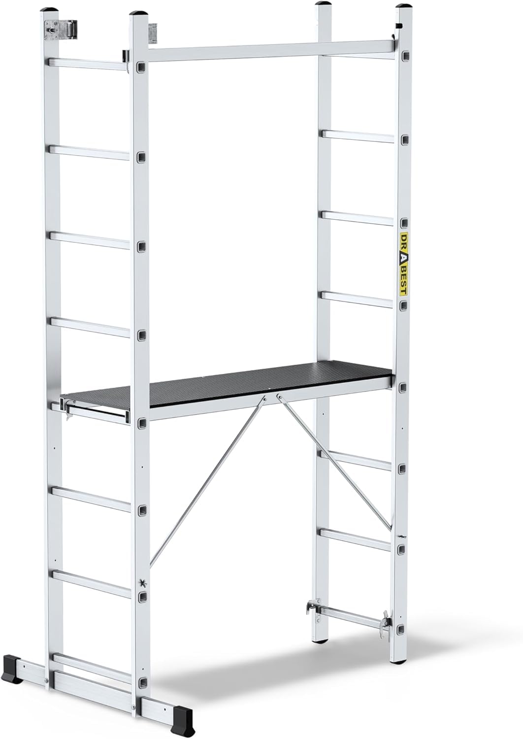 DRABEST Aluminiowe rusztowanie BASIC 2x8 – podest 33x114 cm – Trwałe, solidne i lekkie rusztowanie – Wewnątrz i na Zewnątrz Budynków 46x214x14cm