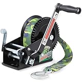 Linkloos 3500LBs Boat Towing Winches, Heavy Duty Hand Winch with 33FT Strap, Steel Ratio 4:1/8:1 Gear, 2-Way Ratchet Portable Hand Crank Boat Trailer Towing Winch for Truck, Jet Ski, RV ATV