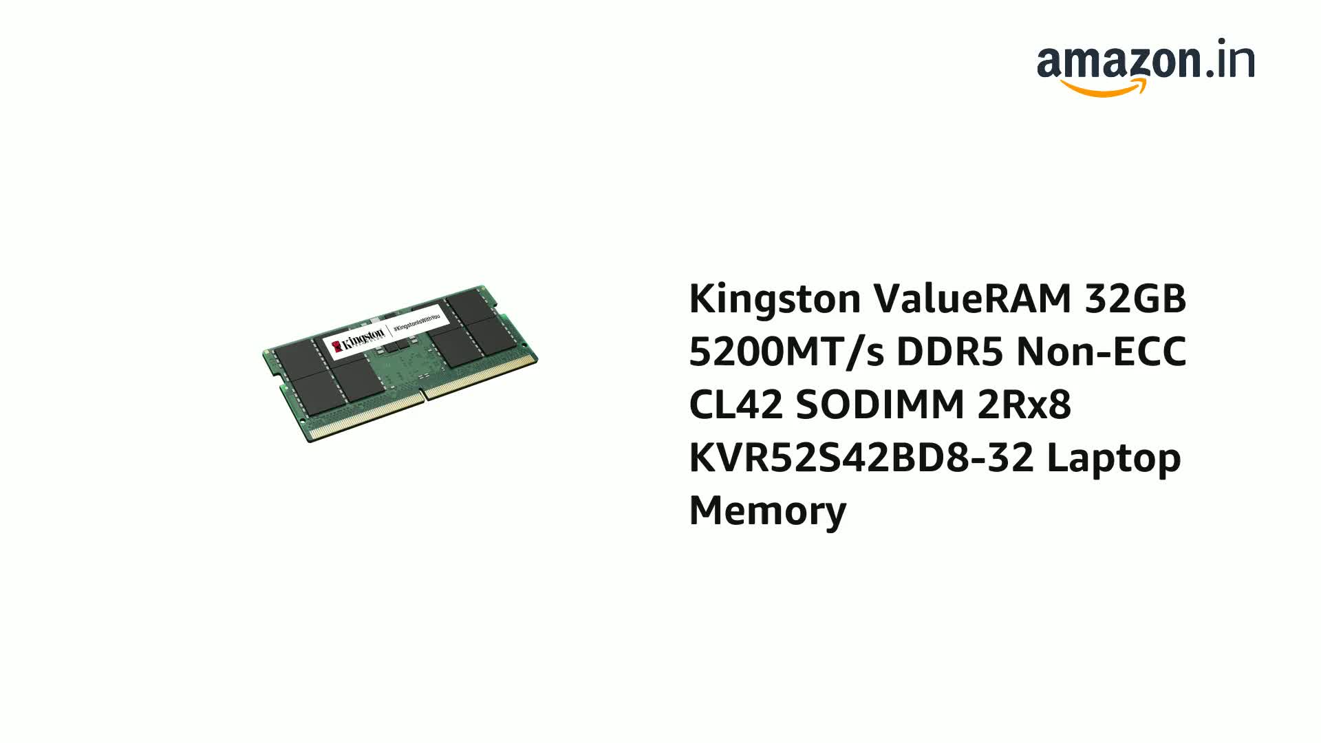 Amazon.in: Buy Kingston ValueRAM 32GB 5200MT/s DDR5 Non-ECC CL42