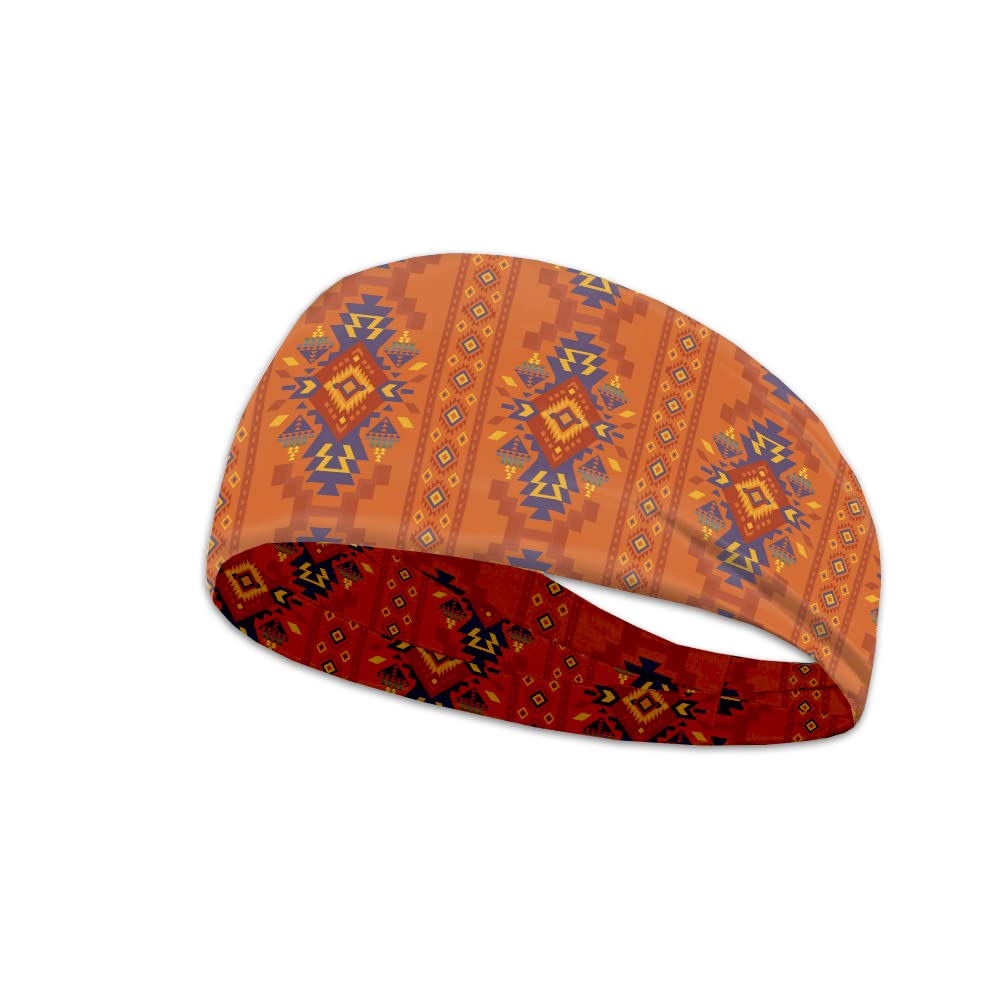 kuiaobaty african tribal pattern running head bands,geometric orange men and women athletic headbands - fit for yoga, cycling, basketball, fitness