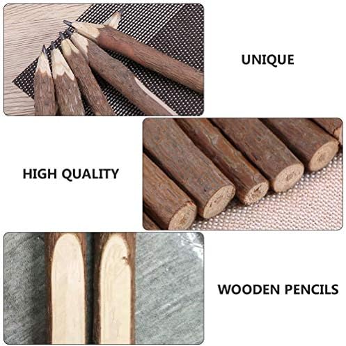 Cabilock 8pcs 5inch/13cm Short Retro Bark Pencils Wooden Tree Rustic Twig Pencils Gifts for Kids Children