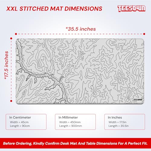 Image of White Canyon Map Stitched Mousepad (18x36) for Laptop, Desktop, PC and Gaming Deskmat (Stitched White 2.O, XXL)