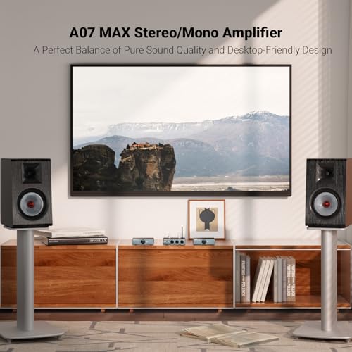 Amplificateur AIYIMA A07 MAX 2 Canaux Audio Domestique 300W*2 Amplificateur de Puissance Classe D TPA3255 Mono Stéréo Pontable avec Sortie Ligne 3,5 mm pour Enceintes de Bureau Passives + Adaptateur Secteur DC 36V