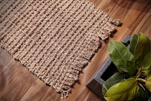 Hausattire Hand Woven Jute Runner Area Rug 2'x5' - Natural,Reversible Farmhouse Boho Rustic Area Runner Rugs for Hallway, Kitchen,Living Room,Bedroom|Decorative Floor Rugs-24x60 Inches