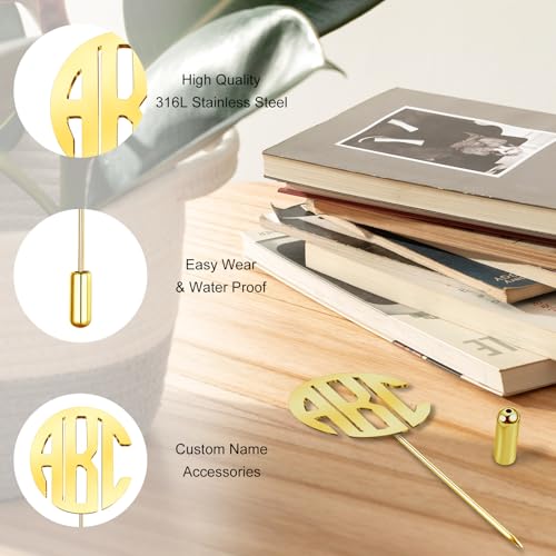 Image of Custom Lapel Pin for Women Men - Name Brooch Pin Personalized Stainless Steel for Wedding Business Party - Gold /Silver /Black Customized Jewelry Gifts