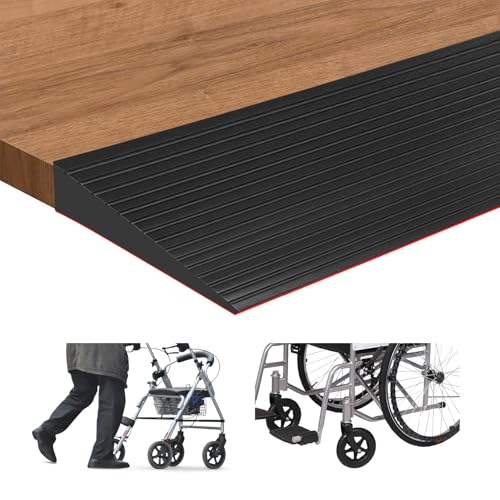 Rampas para Silla de Ruedas, Longitud 1m Carga de 800 kg Umbral de Uuerta, Carritos de Compras, Cochecitos, Robots Barriendo, Rampa de Umbral Autoadhesivo (Negro, Altura 2,5 cm, Ancho 8 cm)
