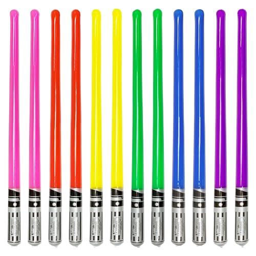 Inflatable Army Pack of 12 Party Weight Inflatable Lightsaber- 2 Pink 2 Red 2 Yellow 2 Green 2 Blue 2 Purple Rainbow Pack