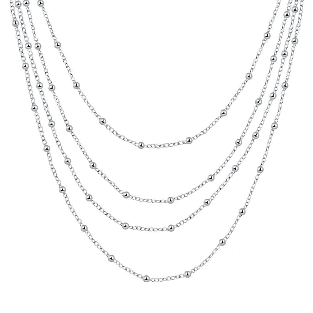 Colliers superposés perles rondes argent 925 ras du cou tendances