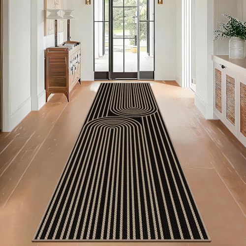 Alfombra de pasillo antideslizante y lavable de 80x300 cm negra para cocina moderna 2