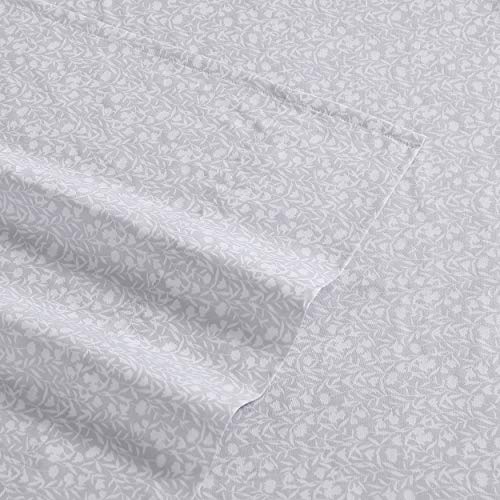 Image of Laura Ashley - King Sheet Set, Buttery-Soft Bed Sheets with a Naturally Silky Smooth Cotton Sateen Lightweight Feel - Matching Pillowcases & Fitted Sheet (Winnie Grey)