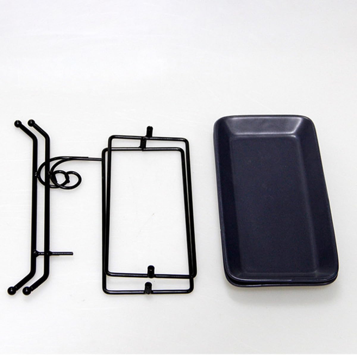 Ceramic Cake Display Tray with Iron Rack for Snacks and Fruit