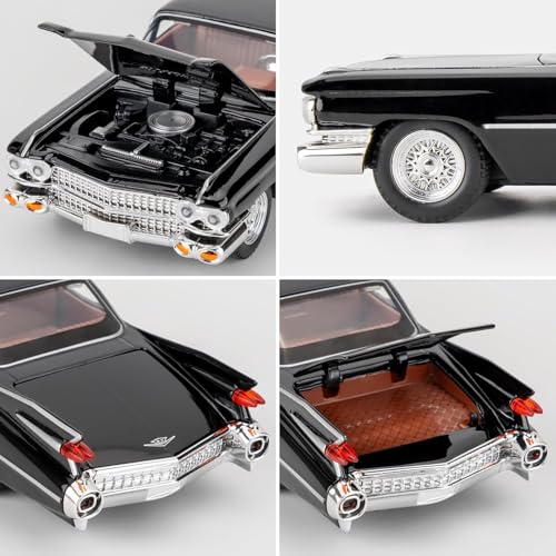 Image of FEXXA 1:32 Scale Die Cast Eldorado Cadillac Exclusive Alloy Metal Pull Back Die-cast Car Model with Sound Light Mini Auto Toy for Kids Metal Model Toy Car with Sound and Light? (1.32 Eldorado-Black)