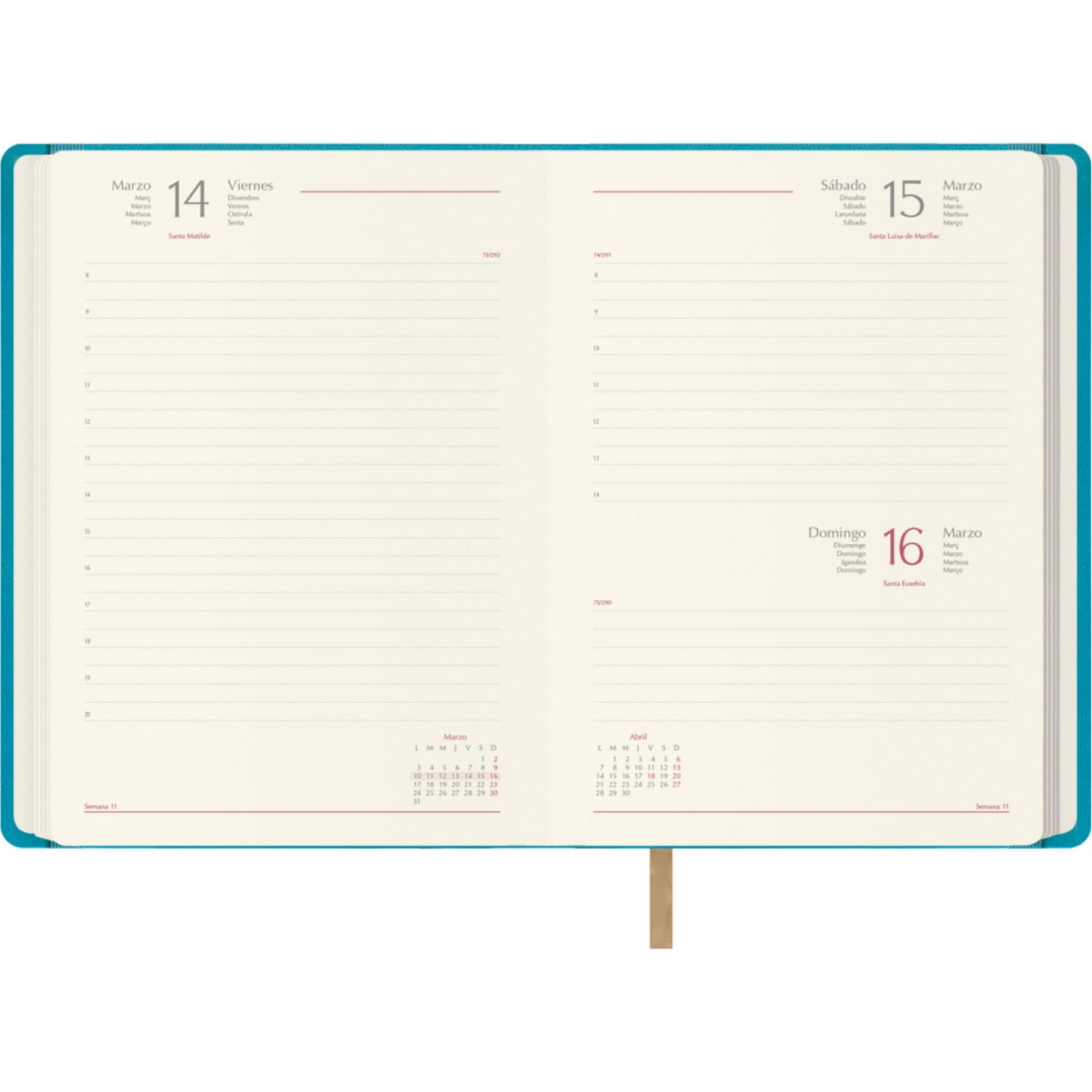 Dohe, 2025 Diary, Day by Page, A5 Size (15 x 21 cm), 12 Months January to December, Leatherette Hardcover, Planner in Spanish - Image 2