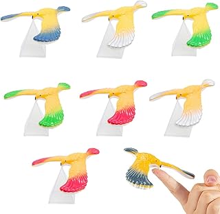 8 Pcs Balancing Bird Gravity with Pyramid Combination, Physical Science Office DesKtop Balance Eagle for Finger,Nostalgic ,Gravity Halloween (Random Color)