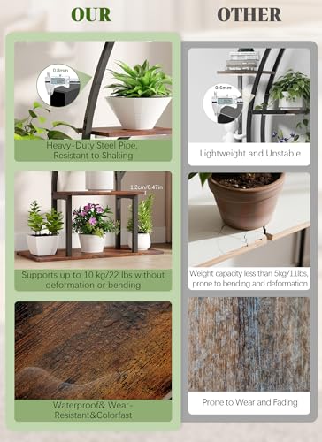 Image of Plant Stand Indoor with Grow Lights 65 inch Tall Plant Shelf Corner Lighted Plant Stands for Indoor Growing Multiple Metal 8 Tiered Large S-Shape Display Shelves Plant Rack for Home Decor Patio Balcony
