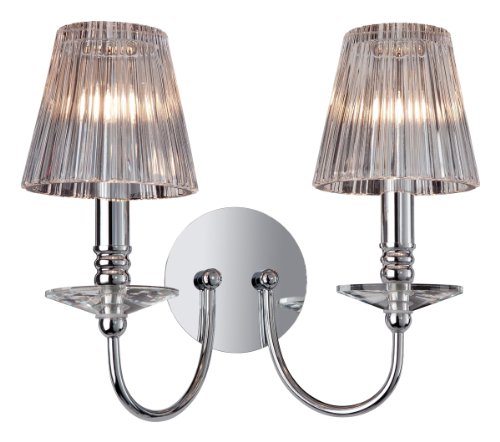 Firstlight 8209CH Grace - Aplique con 2 luces (G9, 240 V, 40 W, pantallas de cristal), color cromado
