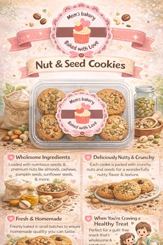 Image of MOM'S BAKERY Crunchy Multigrain Cookies-200gm Soft, Homemade Chewy & Freshly Baked Snack Treats- Ideal for Gifting | Eggless, No Palm Oil, No Preservatives | Wheat Flour, Butter, Sugar, Vanilla Essence | Healthy & High Fiber for Cravings for Tea Time