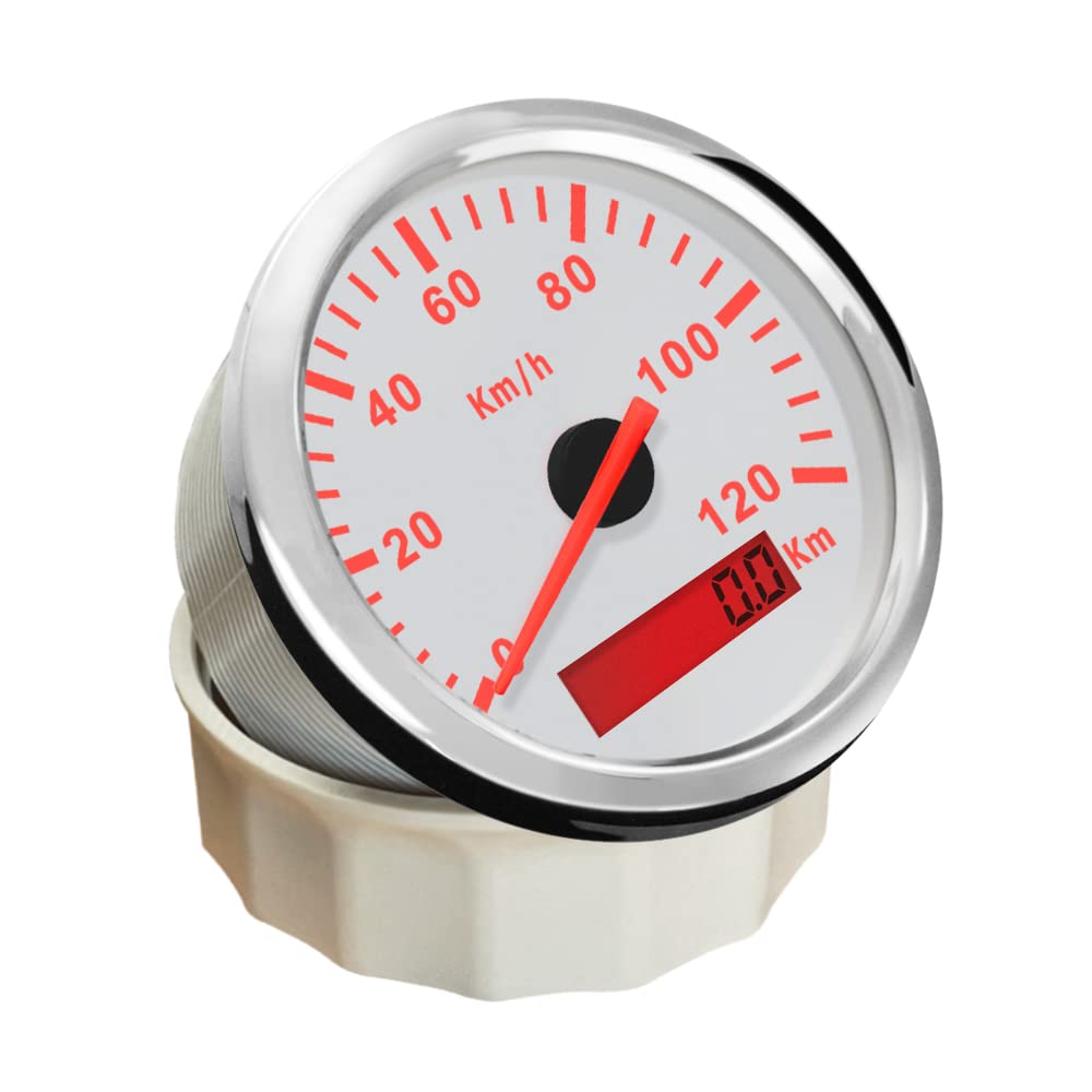 ELING Universeller Tachometer 85 Mm – 0-200 Km/h, Mit Pulssignal, Roter Hintergrundbeleuchtung, 9-32V