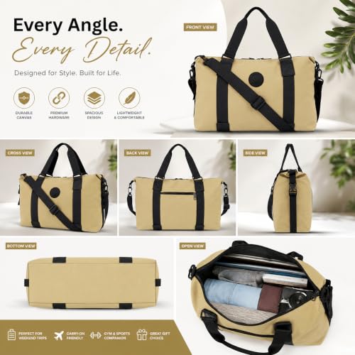Image of Storite Travel Duffel Bag, Khaki, 42x14x33 cm