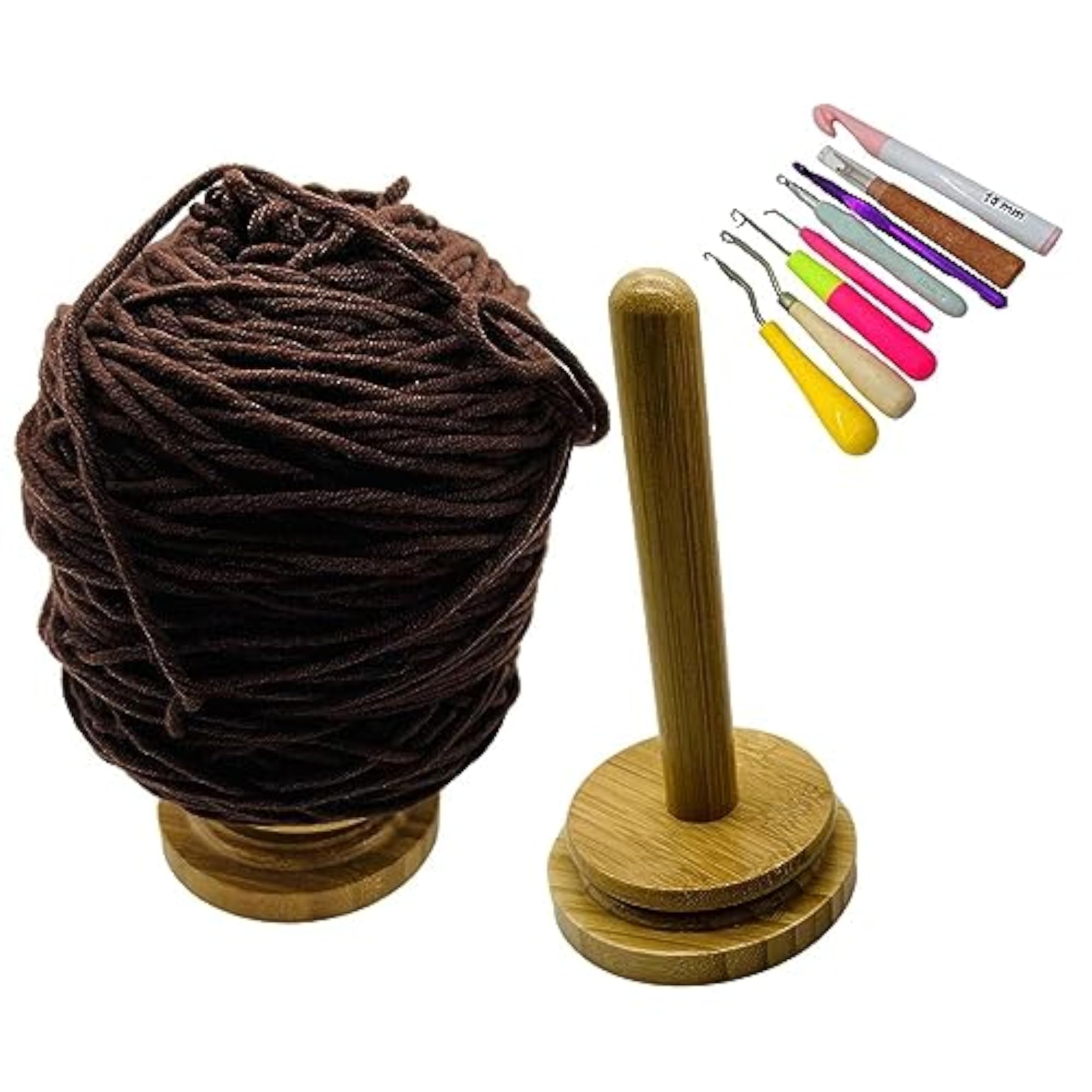 Yarn Ball Holder with 8 Crochet Hooks