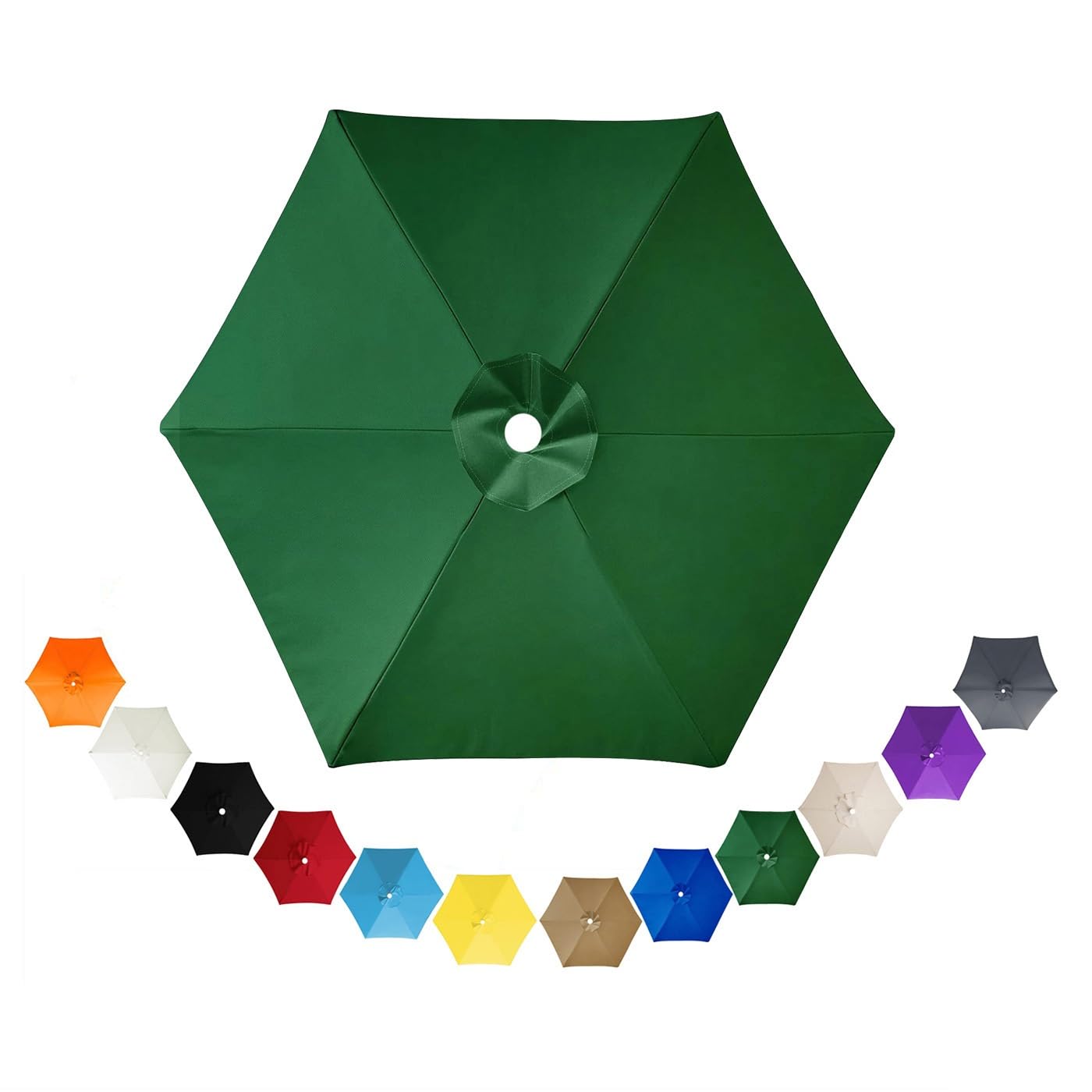 CWCQGH Beige Replacement Parasol Canopy 2.0m/3.0m/3.5m - Waterproof Breathable 6-Rib Umbrella Fabric for Sunshade & Patio Umbrella - Canopy Material,Green-2.8m/6-Ribs