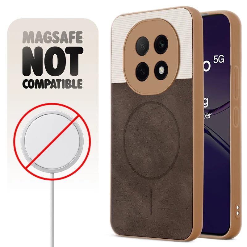 Image of Bintage case Dual-Leather Macc-Safe Design Phone Case| Soft Touch Finish | Full Camera Protectection Back Cover Compatible for Oppo CPH2705 /Oppo F29Pro 5G - White & Choco Brown