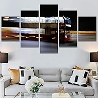 SIGNWIN 5 Panel Canvas Wall Art Bus Lights for Home Decorations Ready to Hang - 60