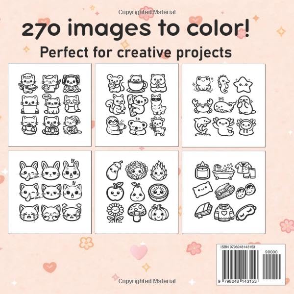 Mini Cuties: A Collection of Tiny Cute Designs to Color – Easy and Fun Pages for Relaxation, Self-Care, Crafting, and Gift-Making (Cozy Days Coloring) image 3
