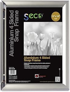 SECO Snap Frame Front Load Easy Open Poster Frame 11 X 14-Inch, Silver Anodized Frame (Sn1144)