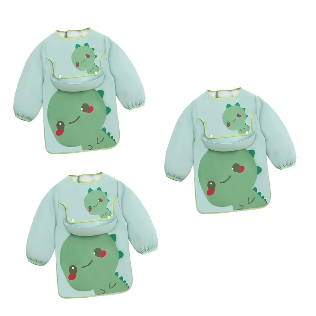 VICASKY 3pièces Bavoir Imperméable à Manches Longues Pour Garçon Fille Tablier De Peinture Et Repas Pour Garçon Fille Et Facile à Essuyer