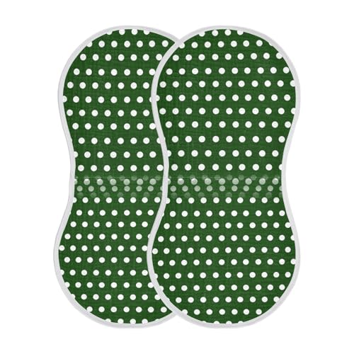 Muslin Baby Burp Cloths, Polka Dots Green Cotton Soft Burp Cloths for Newborns​​, Extra Absorbent Burp Cloths 2-Pack​​, 22 x 11 Inch
