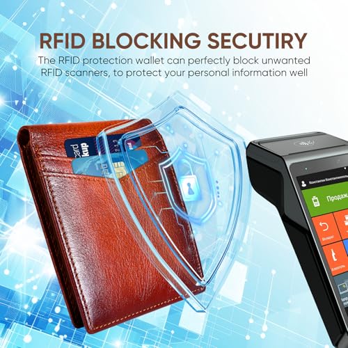 Slim Leather Men's Wallet with Front Pocket RFID Blocking Bifold Minimalist Wallets with Flip 2 ID window, gift for men4