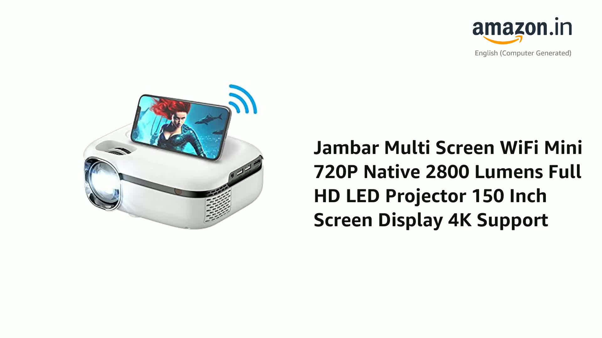 Jambar Multi Screen WiFi Mini 720P Native 2800 Lumens Full HD LED