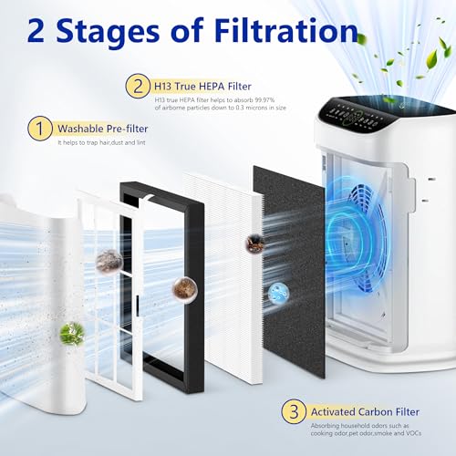 Image of ZX001 Replacement Filter Compatible with AnEgoe ZX001 Air Cleaner Purifier for Home Large Room Up to 2500 Ft, 2 Pcs 1 Set