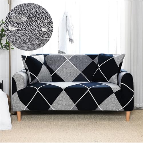 Be Oshareソファーカバー 撥水加工 2人掛け?4人掛け 肘付き 肘あり 一体型 そふぁーかばー 肌触り良い ソファー保護カバー 北欧 伸縮性 洗濯可能 クッションカバー1枚付き スポンジ棒付き (#03, 2人掛け)