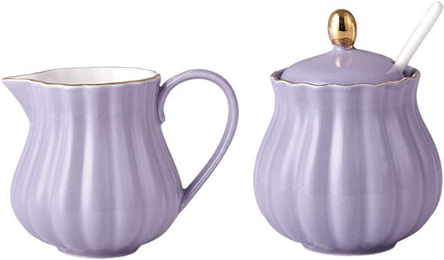 Vajilla, Lecheras, Azucarero con Tapa Y Jarra De Leche, Jarra para Crema Y Azúcar, Jarra para Leche, Juego para Servir Café - Rosa - Tarros De 220 Ml,Purple-220ml